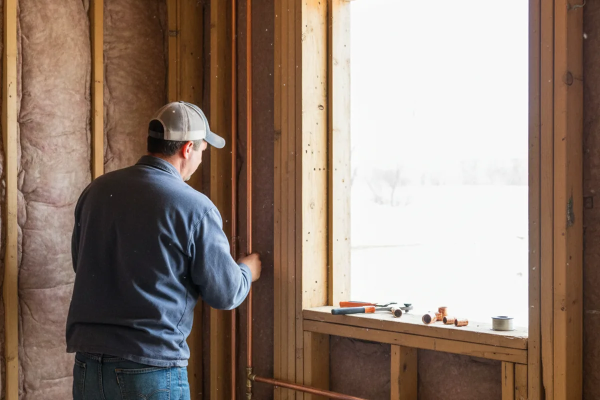 Licensed plumber running new copper supply lines in a Grayland home
