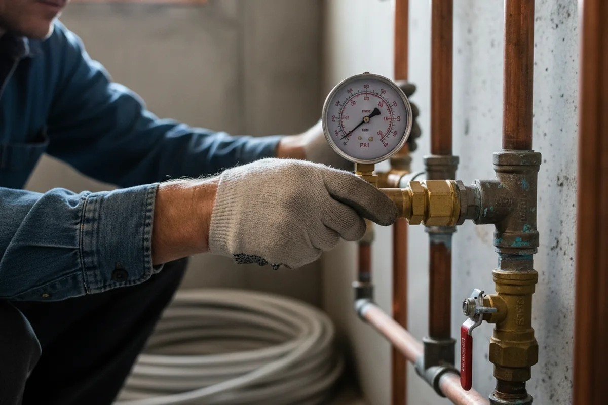 Pressure testing a repaired line during Water Line Repair in Grayland
